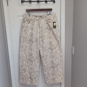 Target Beige Snake Print Wide Leg Jeans